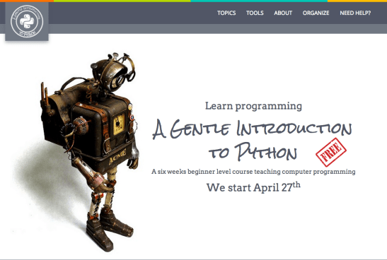 Screen shot of new course home page.
